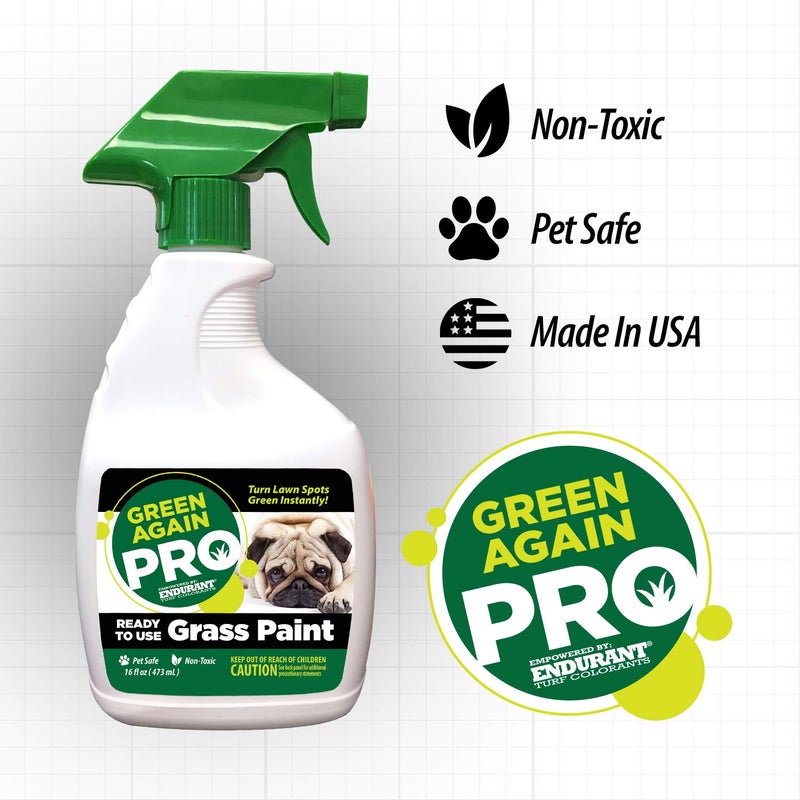 Endurant Pre-Mixed Grass and Turf Paint - All Natural Pet-Friendly Lawn Colorant Turns Spots Green Again with Eco-Friendly Point-and-Spray Application (16 oz) (Cool Season Grasses) - Image 5